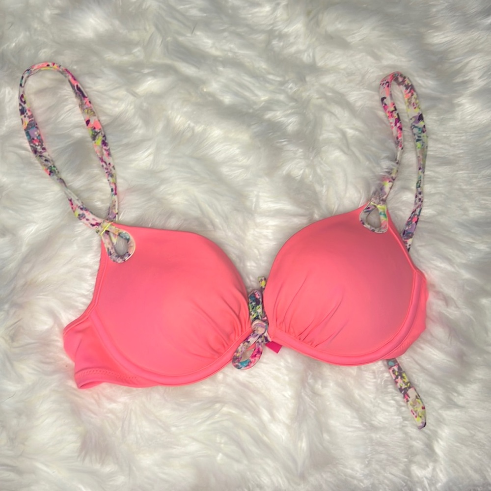Victoria’s Secret Coral/Multicolor Strap Bikini Top